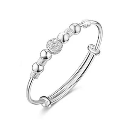 Afbeelding van N3 Collecties 925 sterling zilver vrouw charme manchet armband vier kralen verstelbare