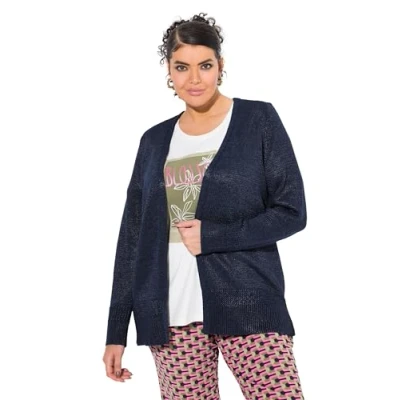 Afbeelding van Ulla Popken OPEN Shape LONG Sleeve Shimmer Vest, Dames, Maat: 42/44, Marine