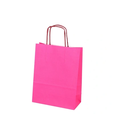 Afbeelding van 400x BIO Shopping Tas Karton Papier 18+8x24cm Roze