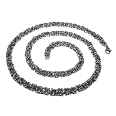 Afbeelding van 60cm x 6,5mm Koningsketting Heren Gepolijst RVS Zilverkleur Byzantijnse Schakelketting