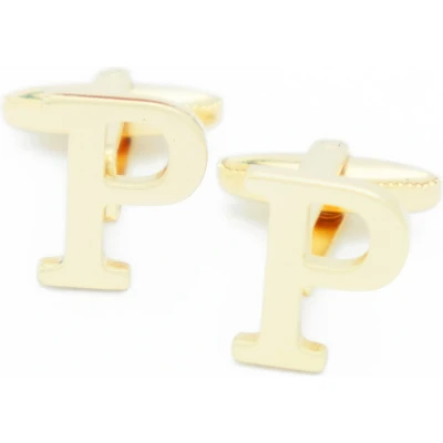 Afbeelding van Manchetknopen Letters Initialen Letter P Goudkleurig
