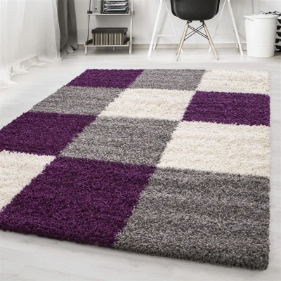 Afbeelding van Hoogpolig vloerkleed Cube Paars 120x170cm Adana Carpets