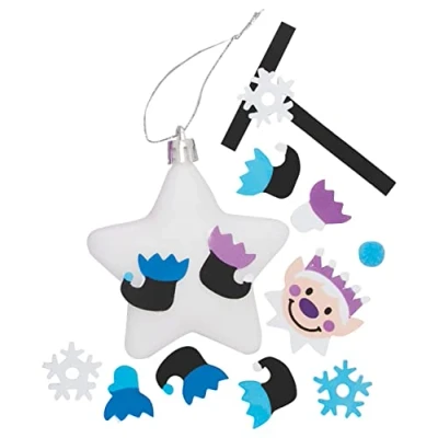 Afbeelding van Baker Ross FE769 KerstElf Kerstballensets Pak van 6, Maak je eigen kerstversieringen, Feestelijke boomversieringen voor kinderen om te versieren en weer geven, Hangende decoraties kerstbomen