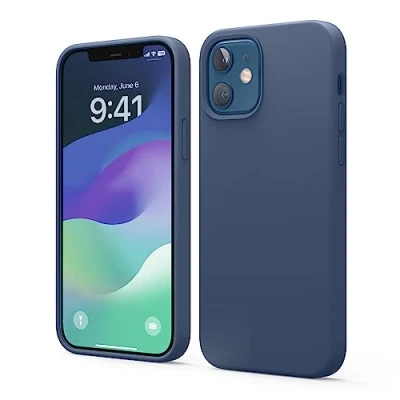 Afbeelding van elago Liquid Silicone Case Compatibel met iPhone 12 Hoesje &amp; Pro (6,1&quot;) Vloeibaar Siliconen Beschermhoes, Complete Bescherming: 3 laags Schokbestendig (Donkerblauw)