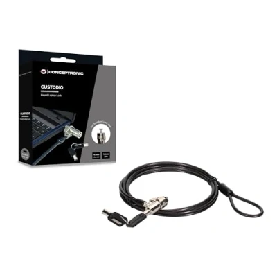 Afbeelding van Conceptronic CUSTODIO02BS kabelslot Zwart 1,8 m