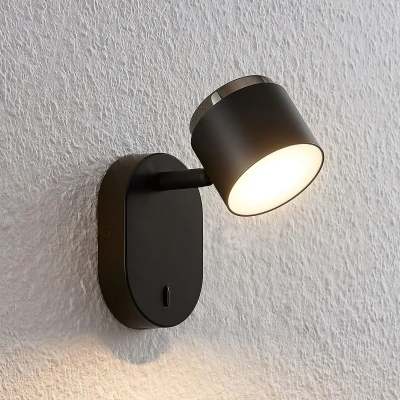 Afbeelding van Lindby LED plafondlamp 1licht aluminium, kunststof H: 14.5 cm zwart Inclusief lichtbron