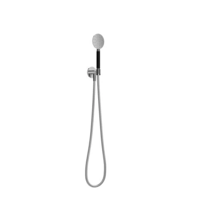 Afbeelding van HotBath Cobber M442 ronde handdouche met wandsteun en uitlaat doucheslang 150cm messing Geborsteld