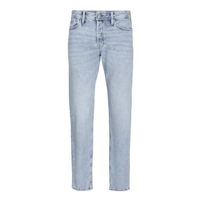 Afbeelding van JACK &amp; JONES Heren Denim Broek Basis Ontwerp Regular Katoen met Knoopsluiting JJORIGINAL, Colour:Dark Blue, Size:32W / 34L, Beenlengte: