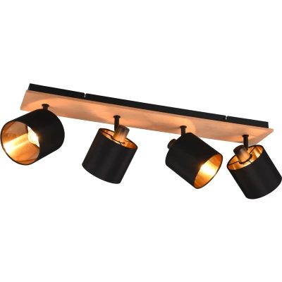 Afbeelding van REALITY TOMMY Spot Houtkleur excl. 4 x E14 Rechthoek Zwart goud