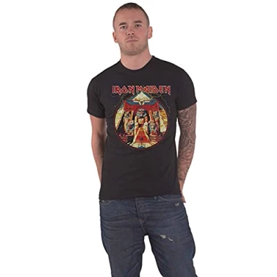 Afbeelding van Iron Maiden Powerslave Lightning Circle Heren T shirt L Zwart