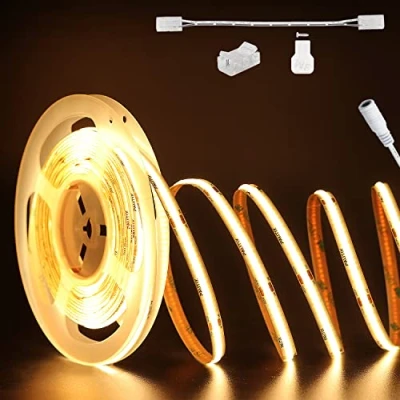 Afbeelding van COB LED strip warm wit 2700K, PAUTIX 10m 504LEDs/m DC24V licht, CRI90+ voor slaapkamer keuken DIY verlichtingsproject met 8mm connector (voeding niet inbegrepen 24V/4A)