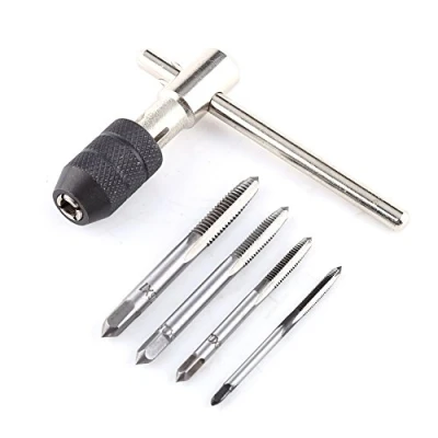 Afbeelding van Handvat Ratchet Tap Holder M3/M4/M5/M6 Schroef Wrench Met 4 Stuks Rechte Fluit Kranen Machine Schroefdraad Voor Hand Tikken