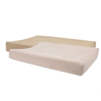 Afbeelding van Jollein Aankleedkussenhoes Badstof 50x70cm Zachte Hoes Baby Aankleedkussen Wild Rose/Biscuit 2 Stuks