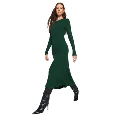 Afbeelding van Trendyol Smaragdgroene Midi Gebreide Jurk Met Ronde Hals Twoaw21El0422