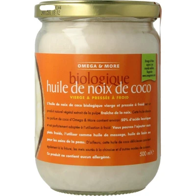 Afbeelding van Omega&amp;more Kokosolie Extra Virgin Glas Bio, 500 ml