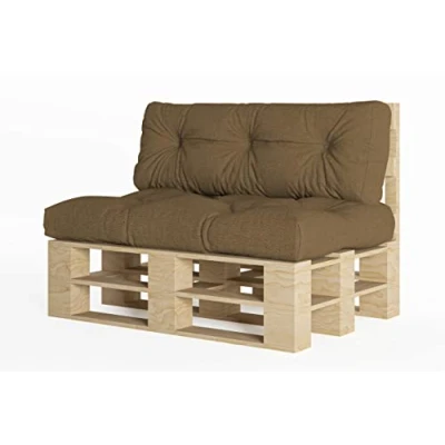 Afbeelding van Chilly Pilley Palletkussen Schuimvlokken Palletmeubilair Palletbank Rugleuning Zitkussen Zijkussenset (Set Van 2 Bruin)