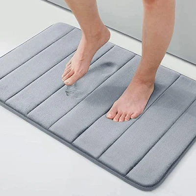Afbeelding van Homaxy Badmat van traagschuim, absorberend, antislip, wasbaar, 43 x 61 cm, grijs