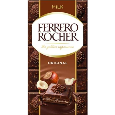 Afbeelding van Ferrero Rocher Chocolade Reep Melk 90 gr