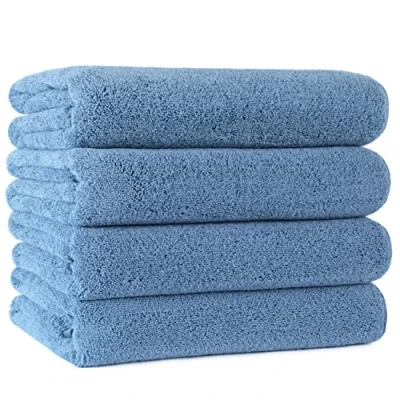Afbeelding van Polyte Microvezel badhanddoek sneldrogend/niet pluizend 4 stuks blauw 144,8 x 76,2 cm