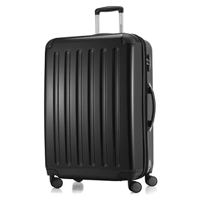 Afbeelding van HAUPTSTADTKOFFER ALEX koffer met harde schaal, trolley, rolkoffer, reiskoffer, 4 dubbele wielen, uitbreiding, zwart, 75 cm,