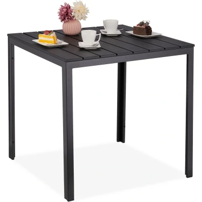 Afbeelding van tuintafel 74 x 78 cm houtlook tot 100 kg kunststof staal zwart