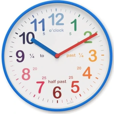 Afbeelding van Acctim Wickford Kids Teaching Wandklok Quartz Rainbow Dial Quarter Markers Blauw 20cm 22529