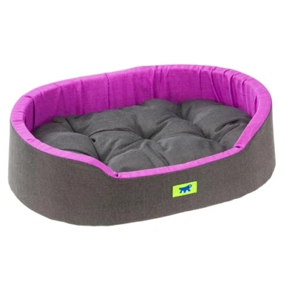 Afbeelding van Ferplast Hondenbed Dandy uitneembaar, wasbaar kussen, katoenen hoes met zachte vulling, ook ideaal als kattenbed, 65 x 46 h 17 cm, paars