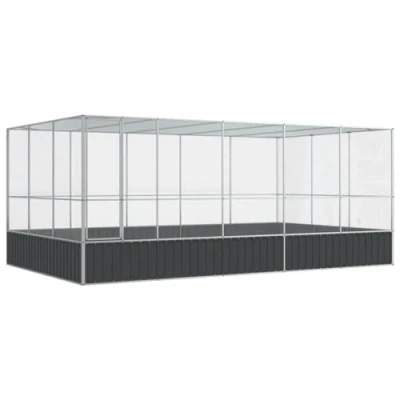 Afbeelding van vidaXL Volière met verlengstuk 518x307x212 m staal zilverkleurig, vogelvolière, papegaaienkooi, grote parkietenkooi, vogelkooi