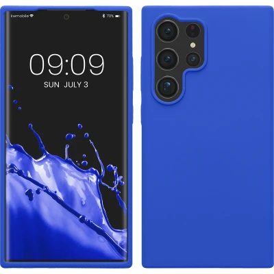 Afbeelding van kwmobile telefoonhoesje geschikt voor Samsung Galaxy S24 Ultra Hoesje met siliconen coating Smartphone case in Baltisch blauw