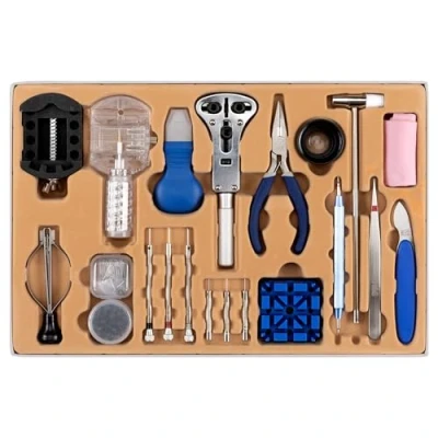 Afbeelding van H&amp;S Horloge Reparatie Gereedschap Kit 155 Stuks voor Pin, Link &amp; Terug Verwijdering en Riem Aanpassing Wordt geleverd in een Doos Geval