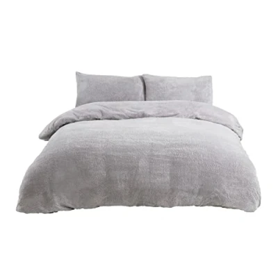 Afbeelding van Sleepdown Teddy Fleece beddengoedset, super kingsize bed, grijs