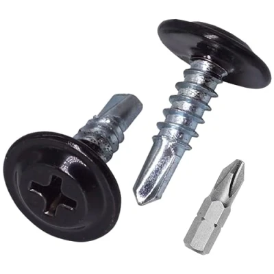 Afbeelding van SKIR&#039;CO (Pack van 50 stuks) Geschilderd 4,2 x 16 mm Zelfborende Schroeven, Phillips Gemodificeerde Truss Head, Plaatwerk Schroef, Wafer Head (50, Jet Black RAL 9005)