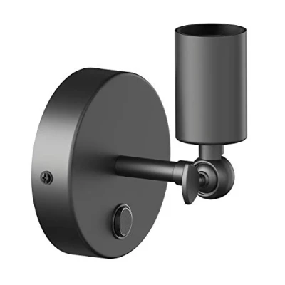 Afbeelding van ledscom.de Wandlamp FETRO, schakelaar, mat zwart, rond, 1x E27 max. 60W, barverlichting, slaapkamer, hal, binnenverlichting, industriële lamp, Edison verlichting, flexibel, verstelbaar