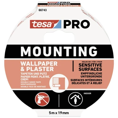Afbeelding van tesa Mounting PRO Tapete &amp; Putz 66743 00001 00 Montagetape Wit (l x b) 5 m 19 mm 1 stuk(s)