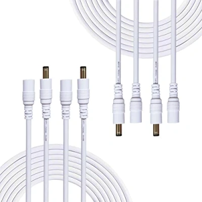 Afbeelding van Liwinting DC Verlengkabel 5.5mm x 2.1mm Aansluitkabel Gelijkstroom Connector Kabel Splitter Man vrouw voor Voeding, CCTV Camera Power 4pcs 1m Wit