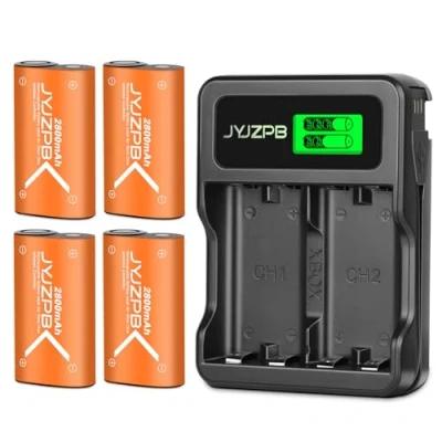 Afbeelding van JYJZPB 2800mAh Accu voor Xbox One Controller Oplaadbare Batterijen 4 Pack Tweekanaals Oplader Kit met Slimme Snellader Laadstation, Serie X &amp; S Elite
