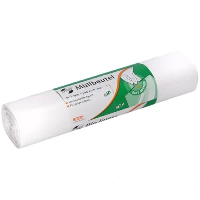 Afbeelding van Afvalzakken DEISS FIRST wit 60 liter, 50 stuks