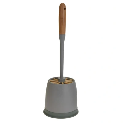 Afbeelding van WC borstel grijs met houder kunststof 35 cm
