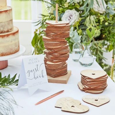 Afbeelding van Ginger Ray Botanical Wedding Gastenboek Harten
