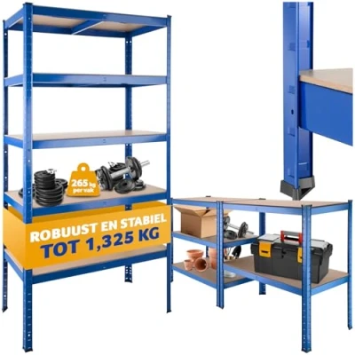 Afbeelding van tectake® opslagrek stellingkast garagekast opbergkast rek stelling 180,5 x 90,5 45,5 cm 1325 kg