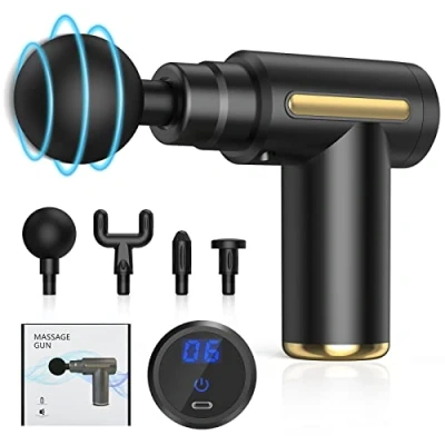 Afbeelding van SHAVINGFUN masseur, mini met 6 instelbare niveaus, 4 massagekoppen en lcd display, verlicht pijn stijfheid