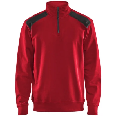 Afbeelding van Blaklader Sweatshirt bi colour met halve rits 3353 1158 Rood/Zwart