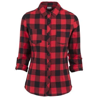 Afbeelding van Urban Classics Overhemdblouse, Dames, Maat: Large, Black/red