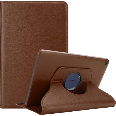 Afbeelding van Cadorabo Tablet Hoesje geschikt voor Huawei MatePad T 10 (9.7 inch) / 10s (10.1 in PADDESTOEL BRUIN Beschermhoes ZONDER auto Wake Up, met stand functie en elastische band sluiting Book Case Cover Etui