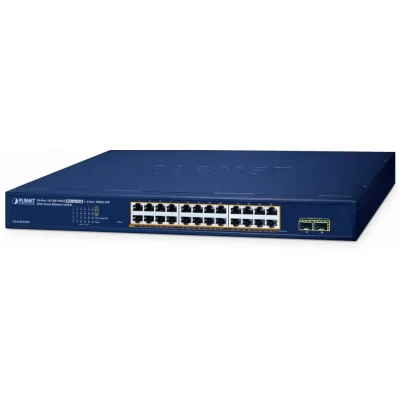 Afbeelding van Planet Switch Websmart 19&quot; 24 poorten Giga PoE +2 xSFP 260W (24 Havens), Netwerkschakelaar
