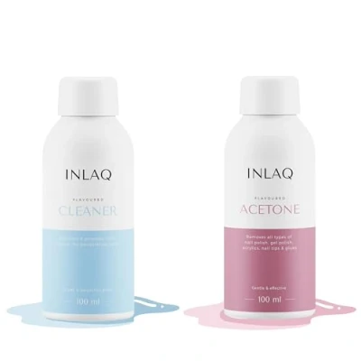 Afbeelding van INLAQ® Pure Aceton + Nagelreiniger Nagellak Verwijderaar en Nagelontvetter 2 x 100 ml