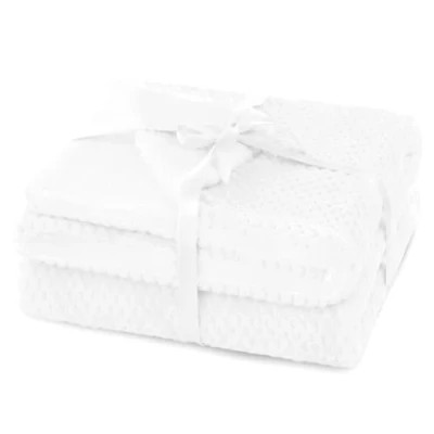 Afbeelding van AmeliaHome Knuffeldeken 170x210 cm delicate stiksels Sherpa lamsvel look woondeken Shleepy wit