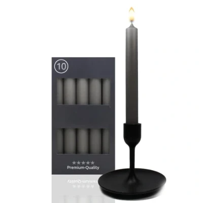 Afbeelding van Candelo Set van 10 tafelkaarsen kaars grijs 18,5 cm 7,5 uur brandduur spitse kaarsen voor kandelaars en kroonluchters kandelaarkaarsen staafkaarsen