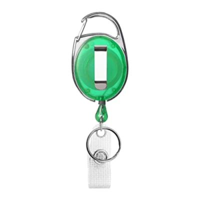 Afbeelding van Badgejojo groen Jojo met karabijnhaak riemclip Badge houder voor kaart covers ID kaarthouders sleutels sleutelhanger metalen clip