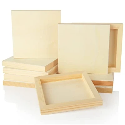 Afbeelding van FVIEXE 10 stuks houten panelen om te schilderen, 15,2 x 15,5 cm ambachtelijke canvaspanelen, onafgewerkte voor kunst en ambachten, schilderwerk gietpaneel bord